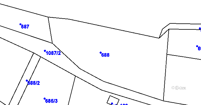 Parcela st. 688 v KÚ Čeřenice, Katastrální mapa