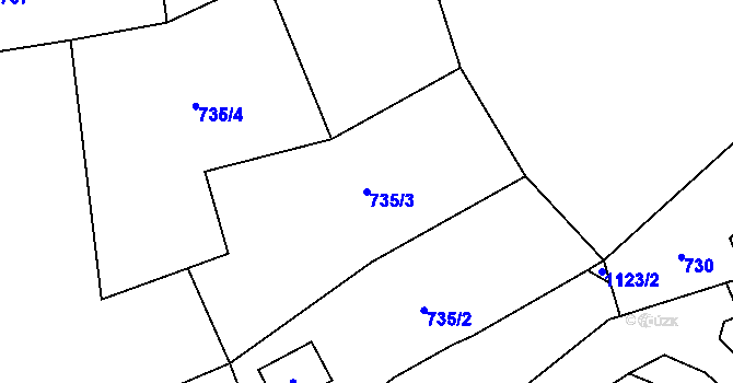 Parcela st. 735/3 v KÚ Čeřenice, Katastrální mapa