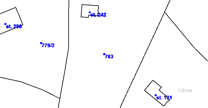 Parcela st. 783 v KÚ Čeřenice, Katastrální mapa