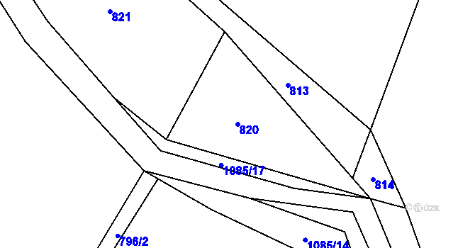 Parcela st. 820 v KÚ Čeřenice, Katastrální mapa