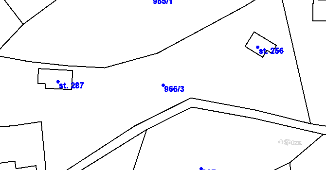 Parcela st. 966/3 v KÚ Čeřenice, Katastrální mapa