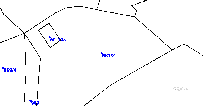 Parcela st. 981/2 v KÚ Čeřenice, Katastrální mapa