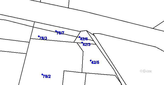 Parcela st. 42/3 v KÚ Dojetřice, Katastrální mapa