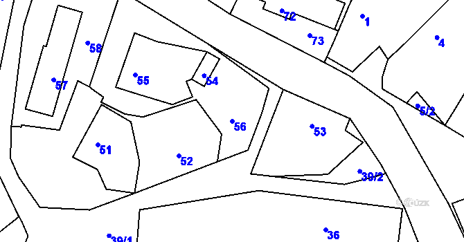 Parcela st. 56 v KÚ Dojetřice, Katastrální mapa