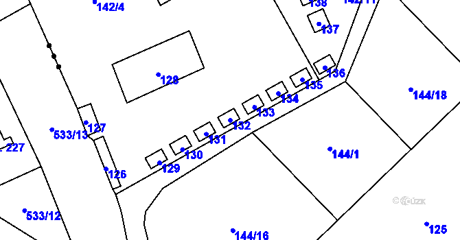 Parcela st. 132 v KÚ Dojetřice, Katastrální mapa