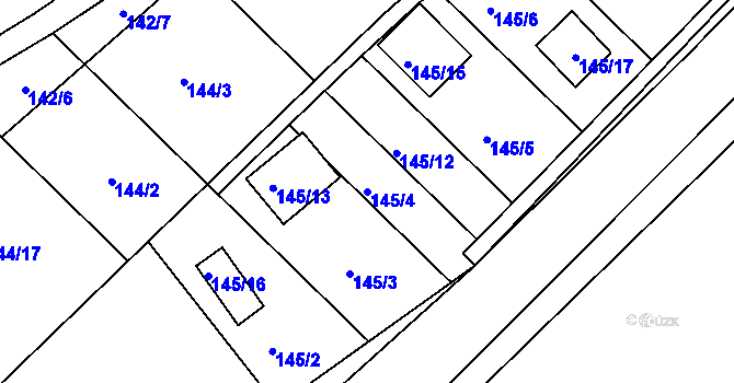 Parcela st. 145/4 v KÚ Dojetřice, Katastrální mapa