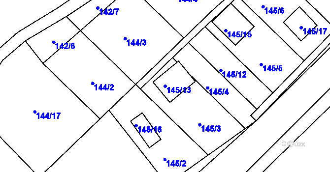 Parcela st. 145/13 v KÚ Dojetřice, Katastrální mapa