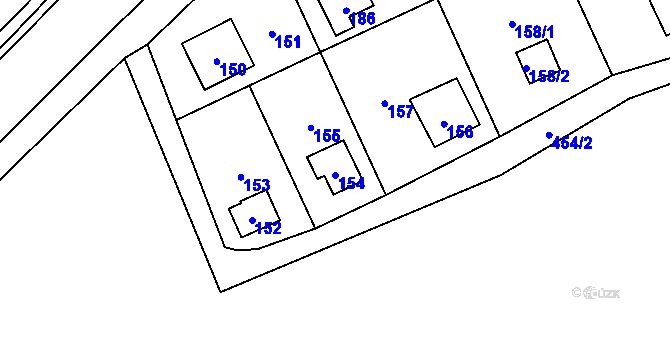 Parcela st. 154 v KÚ Dojetřice, Katastrální mapa