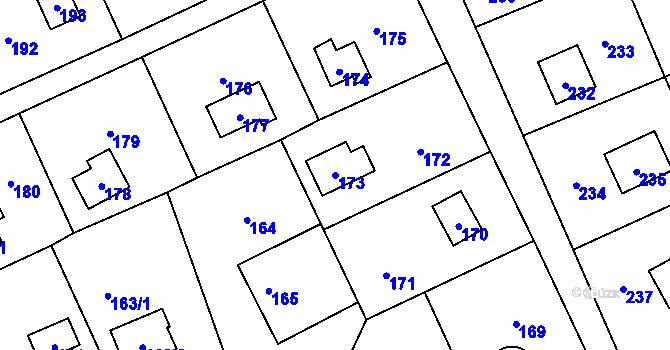 Parcela st. 173 v KÚ Dojetřice, Katastrální mapa
