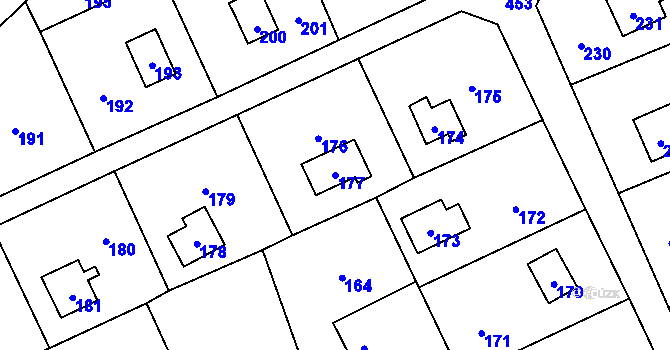Parcela st. 177 v KÚ Dojetřice, Katastrální mapa
