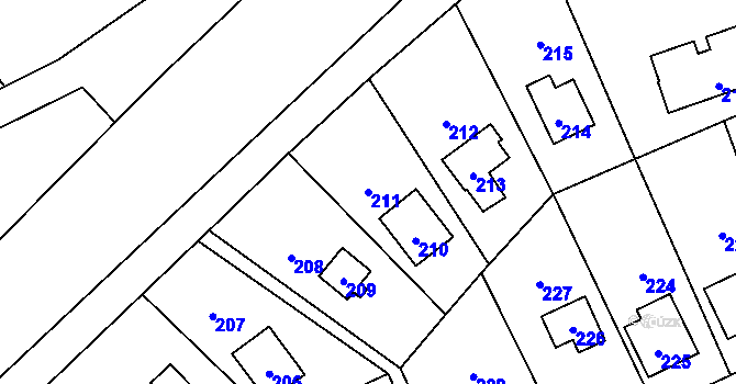 Parcela st. 211 v KÚ Dojetřice, Katastrální mapa