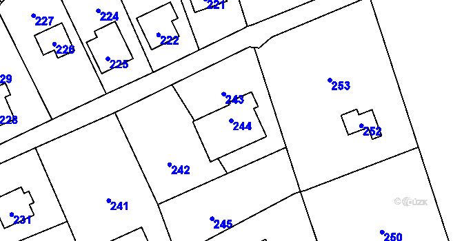 Parcela st. 244 v KÚ Dojetřice, Katastrální mapa