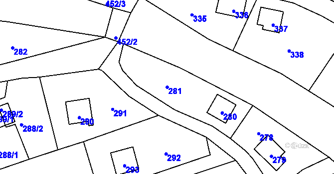 Parcela st. 281 v KÚ Dojetřice, Katastrální mapa