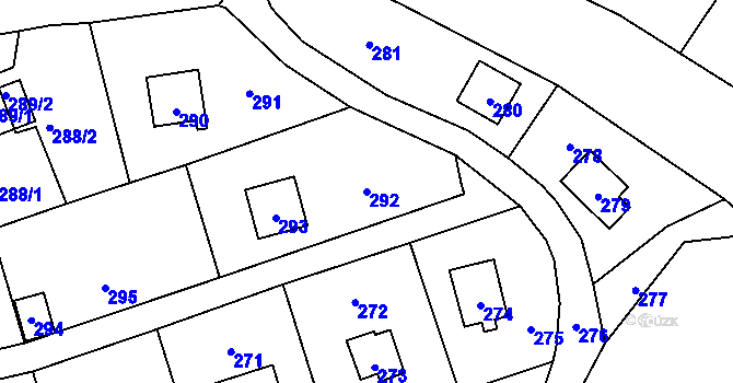 Parcela st. 292 v KÚ Dojetřice, Katastrální mapa