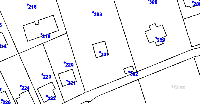 Parcela st. 301 v KÚ Dojetřice, Katastrální mapa