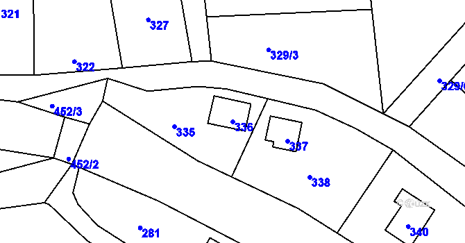 Parcela st. 336 v KÚ Dojetřice, Katastrální mapa