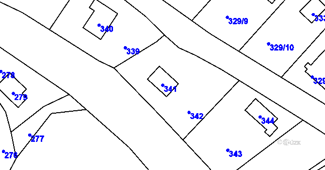 Parcela st. 341 v KÚ Dojetřice, Katastrální mapa
