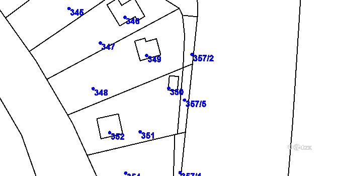 Parcela st. 350 v KÚ Dojetřice, Katastrální mapa