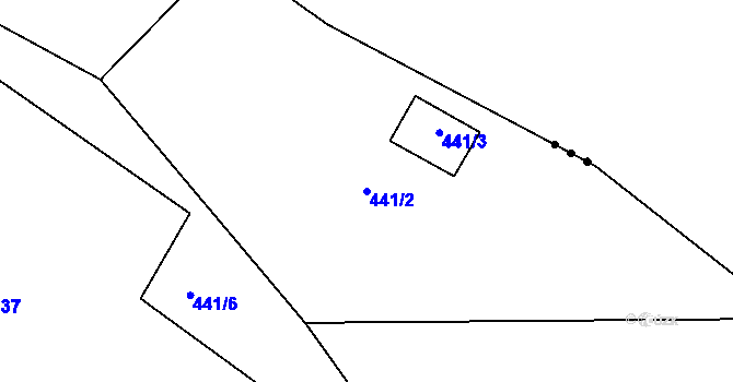 Parcela st. 441/2 v KÚ Dojetřice, Katastrální mapa