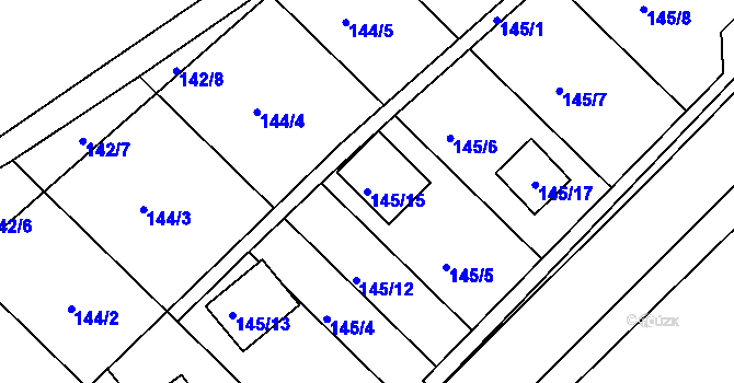 Parcela st. 145/15 v KÚ Dojetřice, Katastrální mapa