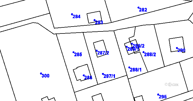 Parcela st. 287/2 v KÚ Dojetřice, Katastrální mapa