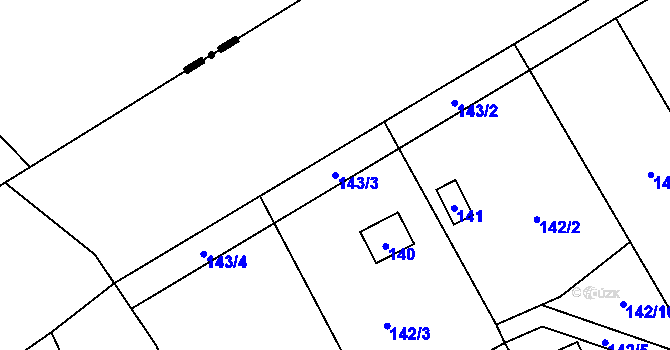 Parcela st. 143/3 v KÚ Dojetřice, Katastrální mapa