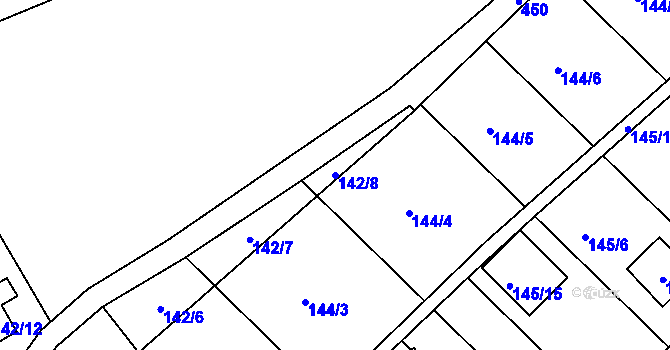 Parcela st. 142/8 v KÚ Dojetřice, Katastrální mapa