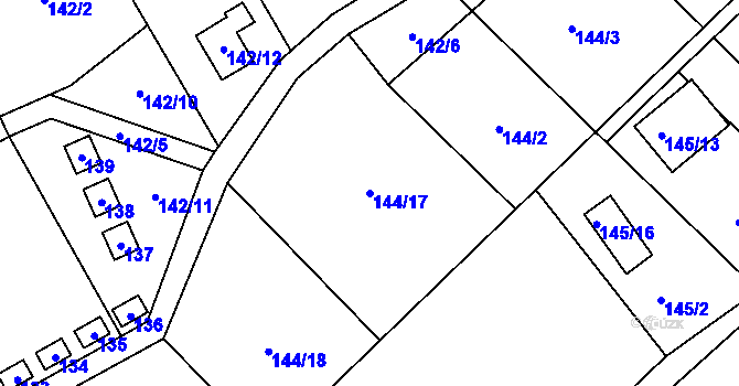 Parcela st. 144/17 v KÚ Dojetřice, Katastrální mapa