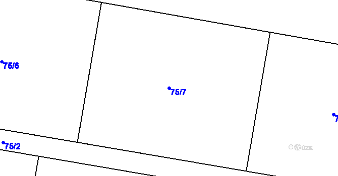 Parcela st. 75/7 v KÚ Dojetřice, Katastrální mapa
