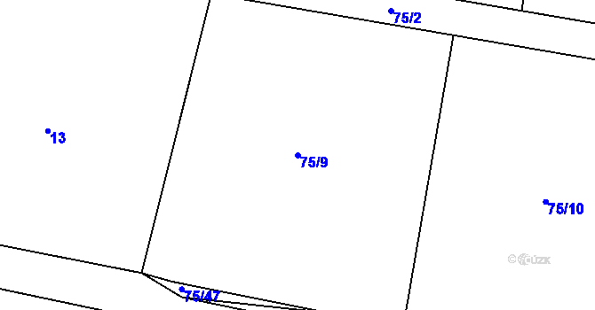 Parcela st. 75/9 v KÚ Dojetřice, Katastrální mapa
