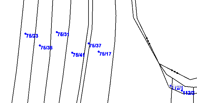 Parcela st. 75/17 v KÚ Dojetřice, Katastrální mapa