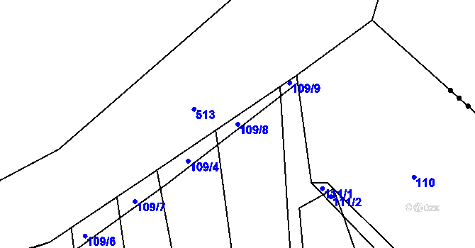 Parcela st. 109/8 v KÚ Dojetřice, Katastrální mapa