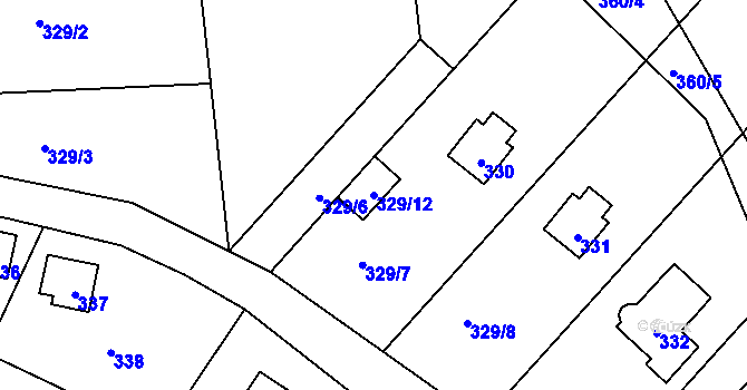 Parcela st. 329/12 v KÚ Dojetřice, Katastrální mapa