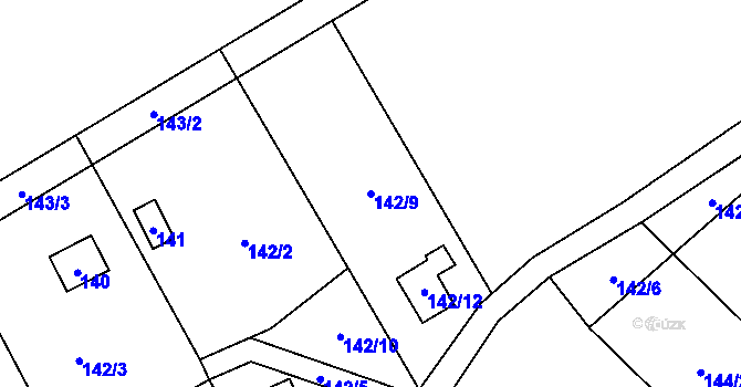 Parcela st. 142/9 v KÚ Dojetřice, Katastrální mapa
