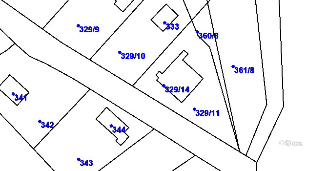 Parcela st. 329/14 v KÚ Dojetřice, Katastrální mapa