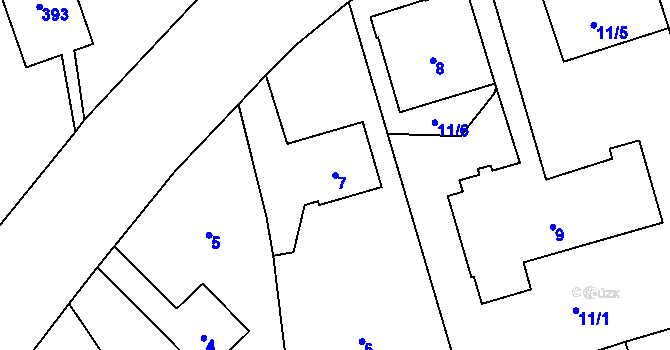 Parcela st. 7 v KÚ Sázava, Katastrální mapa