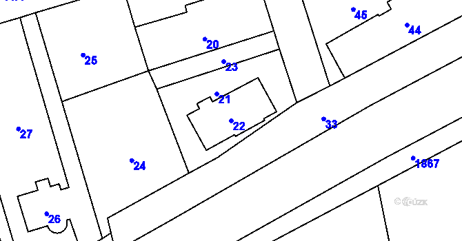 Parcela st. 22 v KÚ Sázava, Katastrální mapa