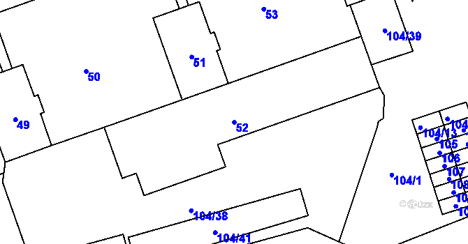 Parcela st. 52 v KÚ Sázava, Katastrální mapa