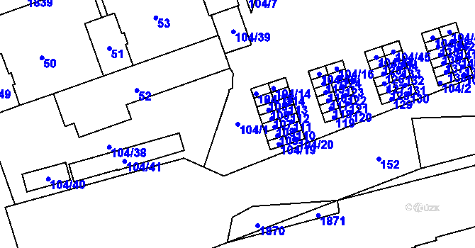Parcela st. 104/1 v KÚ Sázava, Katastrální mapa