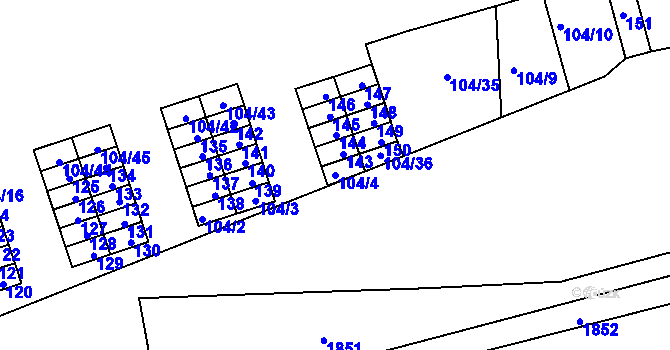 Parcela st. 104/4 v KÚ Sázava, Katastrální mapa