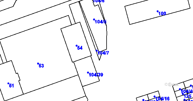 Parcela st. 104/7 v KÚ Sázava, Katastrální mapa