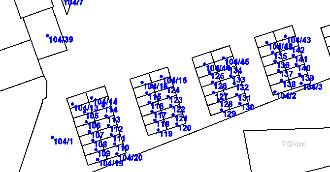 Parcela st. 124 v KÚ Sázava, Katastrální mapa