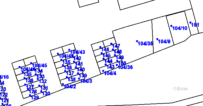 Parcela st. 145 v KÚ Sázava, Katastrální mapa