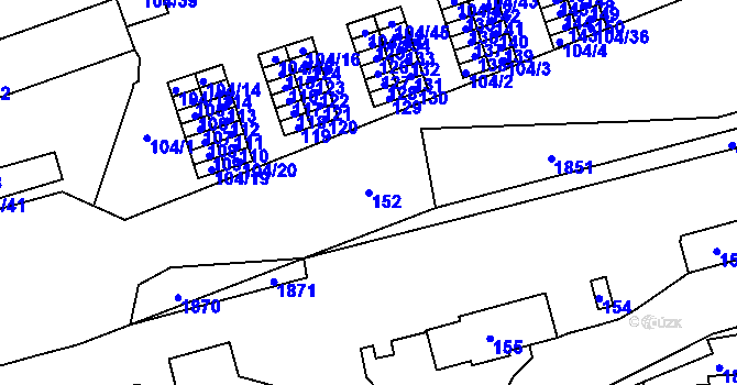 Parcela st. 152 v KÚ Sázava, Katastrální mapa