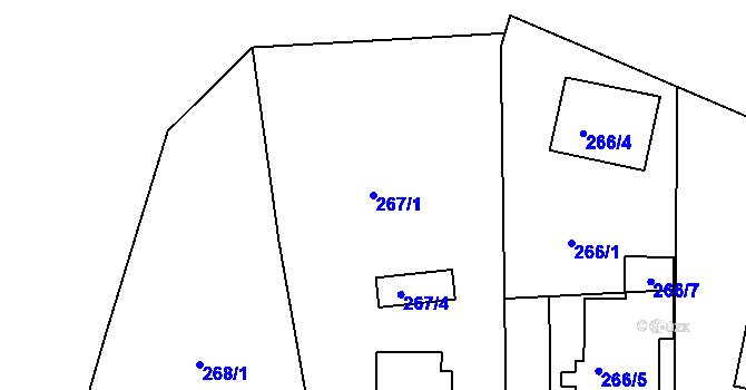 Parcela st. 267/1 v KÚ Sázava, Katastrální mapa
