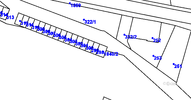 Parcela st. 298 v KÚ Sázava, Katastrální mapa