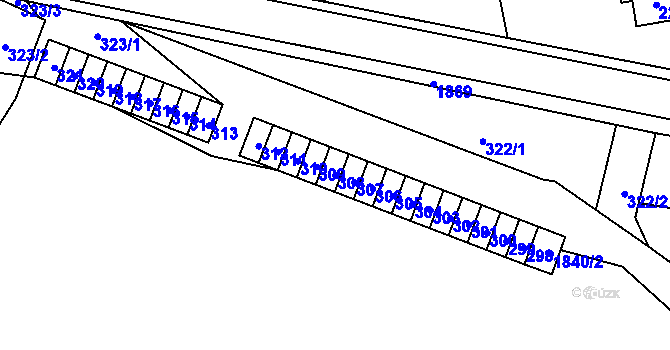 Parcela st. 308 v KÚ Sázava, Katastrální mapa