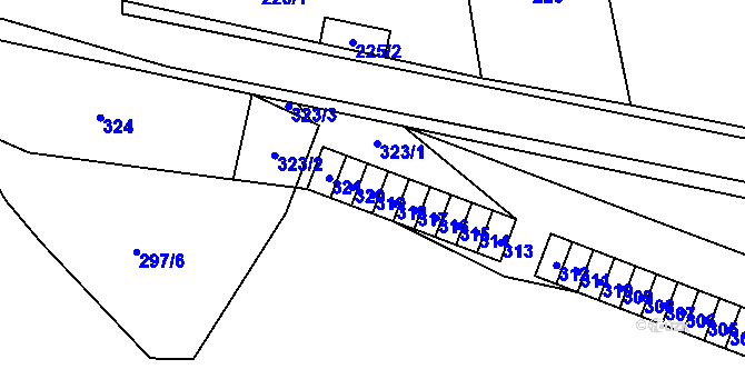 Parcela st. 319 v KÚ Sázava, Katastrální mapa