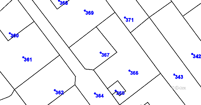 Parcela st. 367 v KÚ Sázava, Katastrální mapa