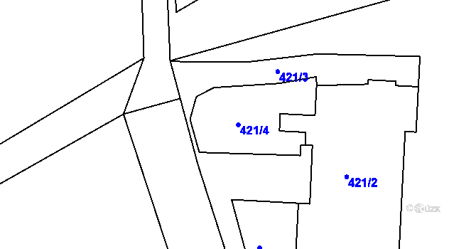 Parcela st. 421/4 v KÚ Sázava, Katastrální mapa